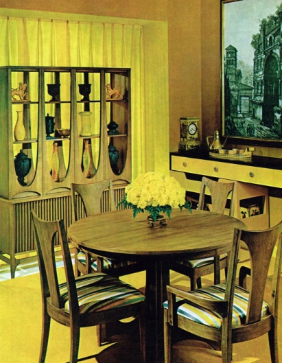 Furniture during the 1960s was made out of real hardwood. The use of softwood, plywood, and particle board for furniture did not yet become popular.