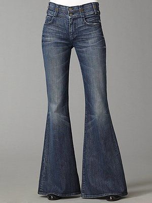 Bell bottom jeans were very popular during the 1970s.