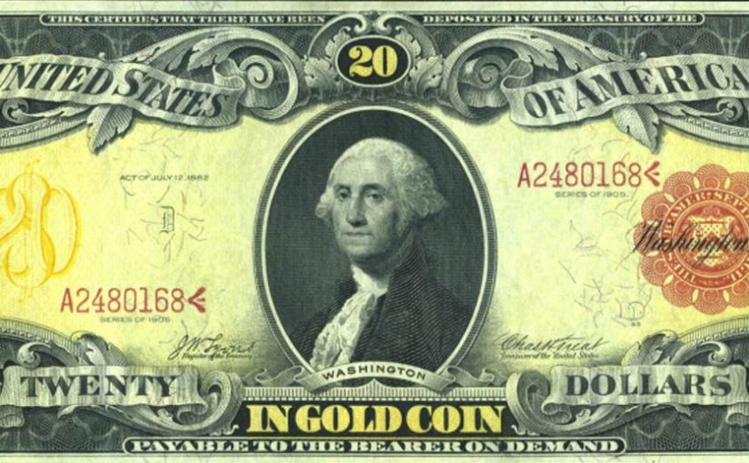 US 20 1905 Gold Certificate issued before the federal reserve