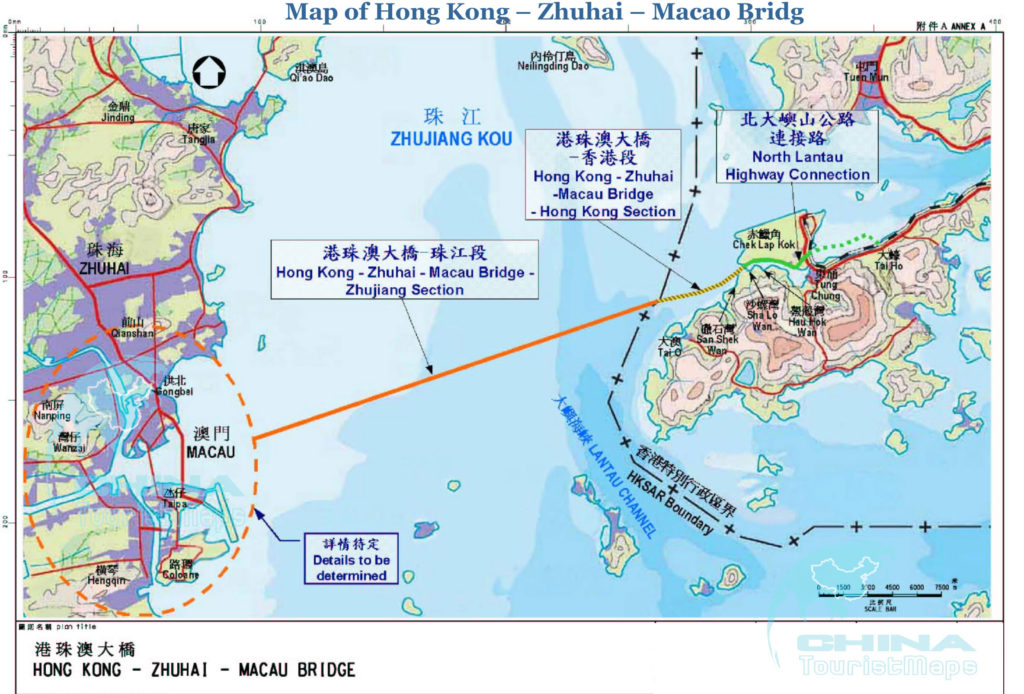 Macao-zhuhai-Hong Kong bridge map