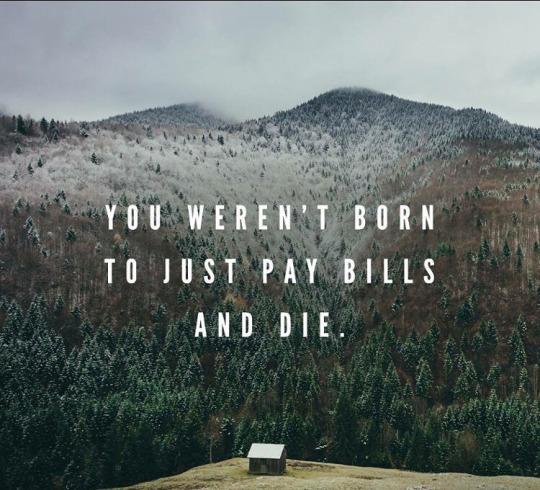 You weren't meant to be born and pay bills until you die.