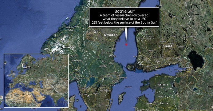 Map of the location of the Baltic Sea UFO.
