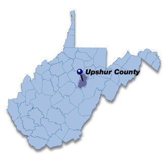 Location of Upshur county in West Virginia.