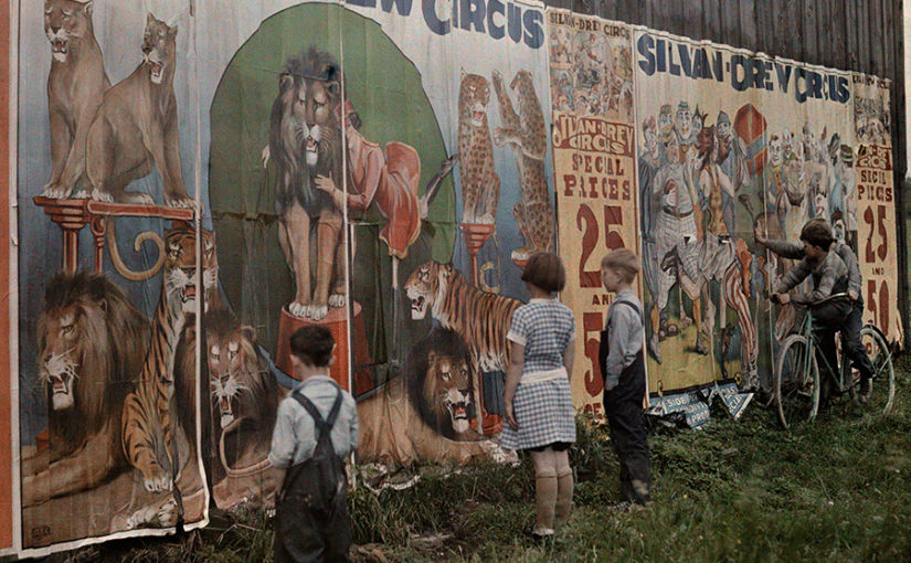 children playing near a circus