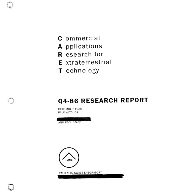 Cover page Q4-86 Research Report