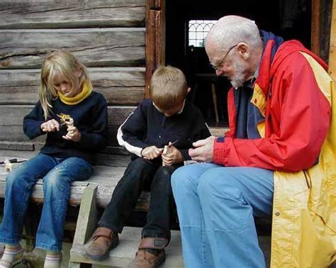Learning to use a pocket knife with grandfather