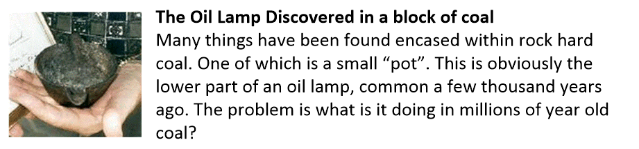 Mystery of the oil lamp found inside a block of coal.