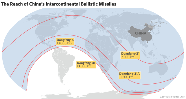 Chinese ICBM map