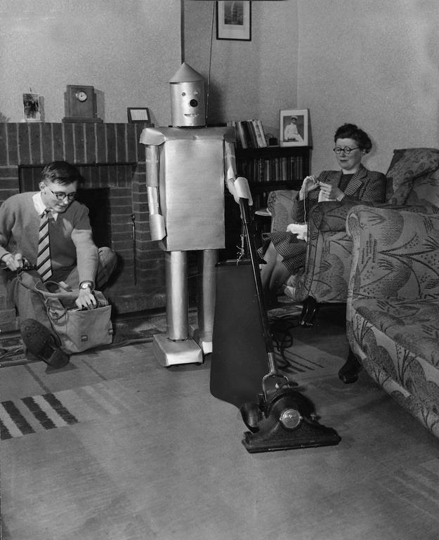 Using a robot to do the vacuuming for you.