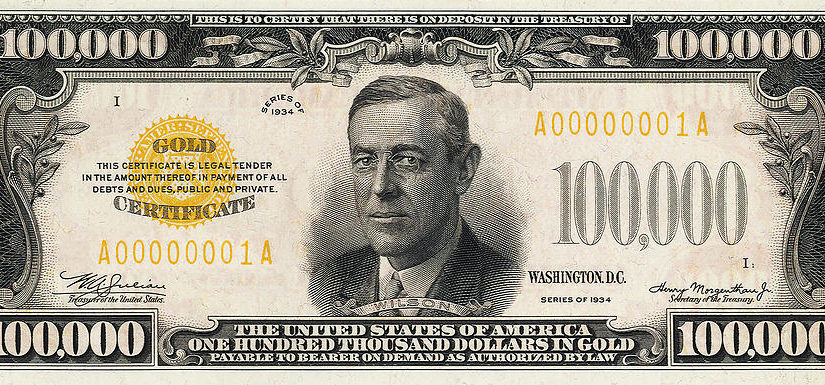 A 100,000 dollar bill.