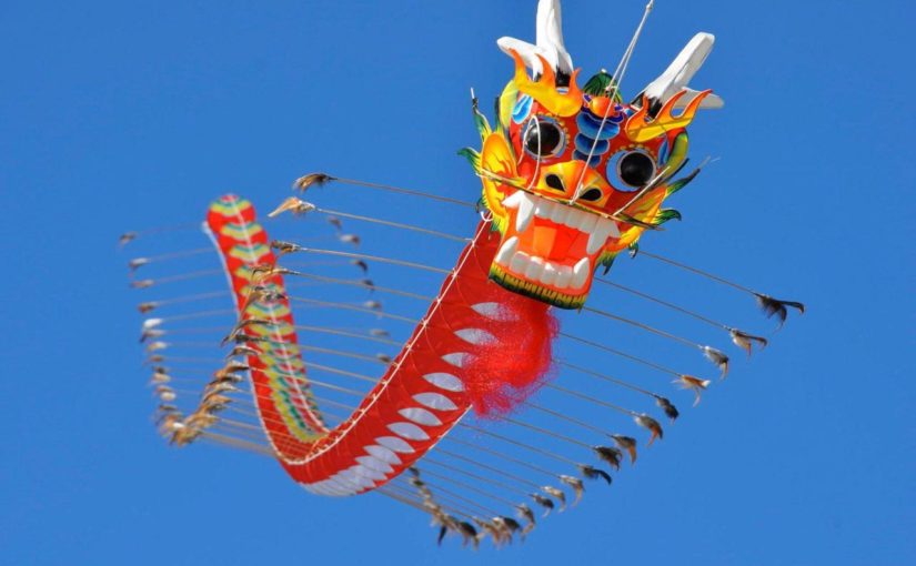 Kite flying in the sky within China.