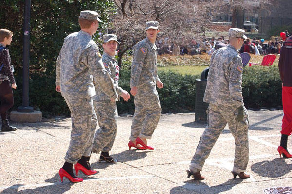 Red shoes on American military forces.