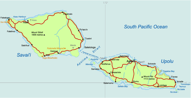 Map of Western Samoa