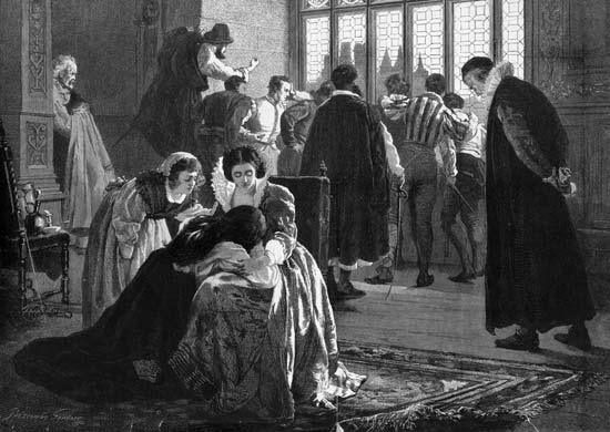 The Huguenots were French Calvinists, active mostly in the sixteenth century. They were persecuted by Catholic France, and about 300,000 Huguenots fled France for England, Holland, Switzerland, Prussia, and the Dutch and English colonies in the Americas. The battle between Huguenots and Catholics in France also reflected fights between noble houses.