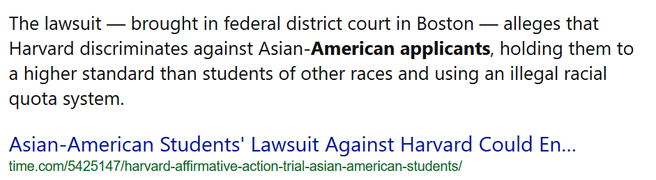 racial discrimination by liberal universities against Asians.