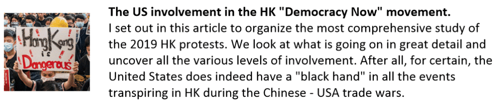 The US involvement in the HK "Democracy Now" movement.