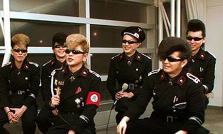 Japanese pop boys band dressed in Nazi clothing. They are considered to be very stylish and very popular. Not in the USA, obviously.