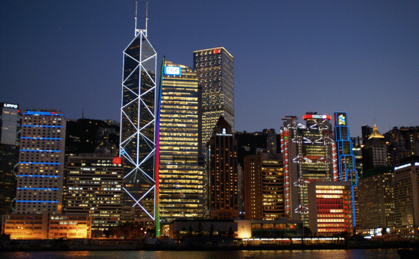 Hong Kong Central District at night.
