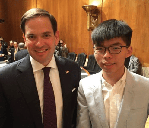 Joshua Wong meets with Sen. Marco Rubio in Washington on May 8, 2017