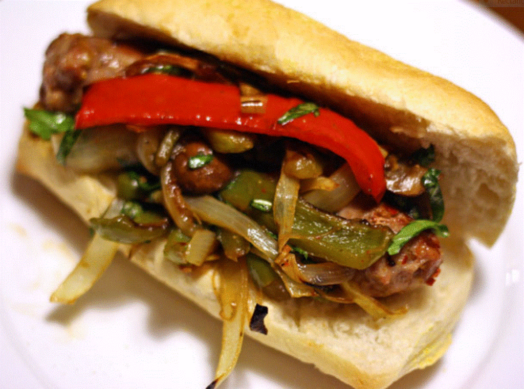  --PHOTO--Another fine example of a home-made-Italian sausage sandwich. I'll bet you won' be able to get this in a fast food restrurant. 
