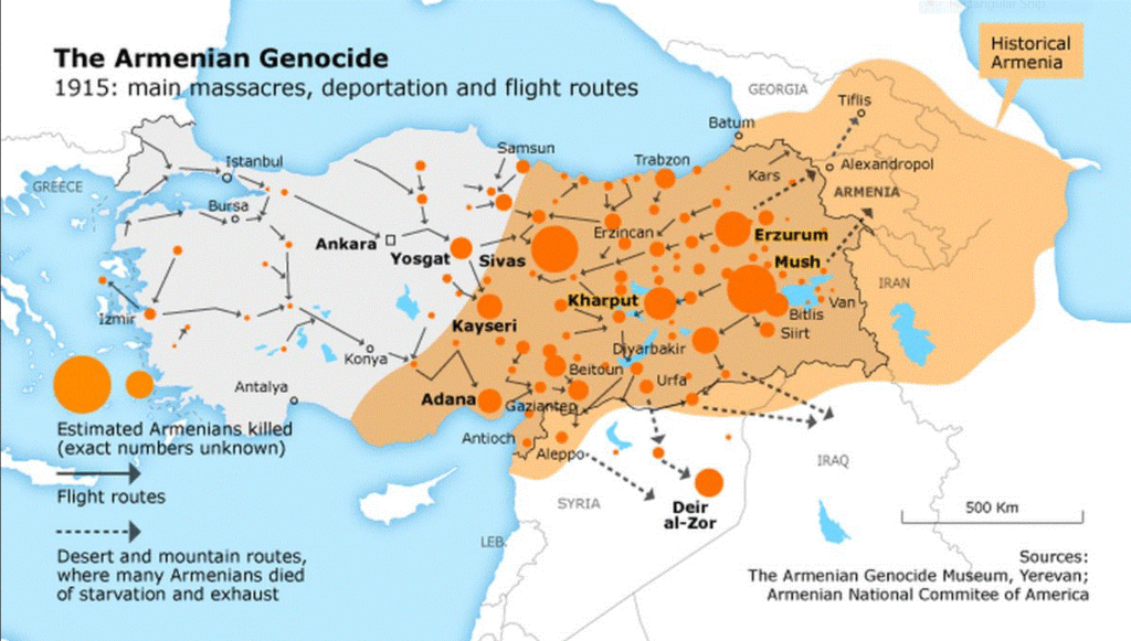 The Armenian Genocide, also known as the Armenian Holocaust, was the Ottoman government's systematic extermination of 700,000 to 1.5 million Armenians, mostly citizens of the Ottoman Empire. The starting date is conventionally held to be 24 April 1915, the day that Ottoman authorities rounded up, arrested, and deported from Constantinople.