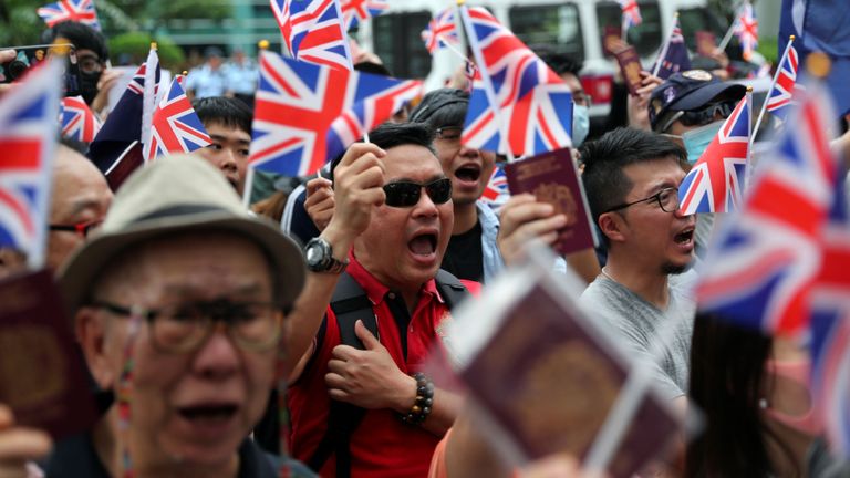 Many protesters have been seen waving  British Union Jacks in recent weeks, expressing a yearning for an  imaginary past under colonial control which they never personally  experienced. 