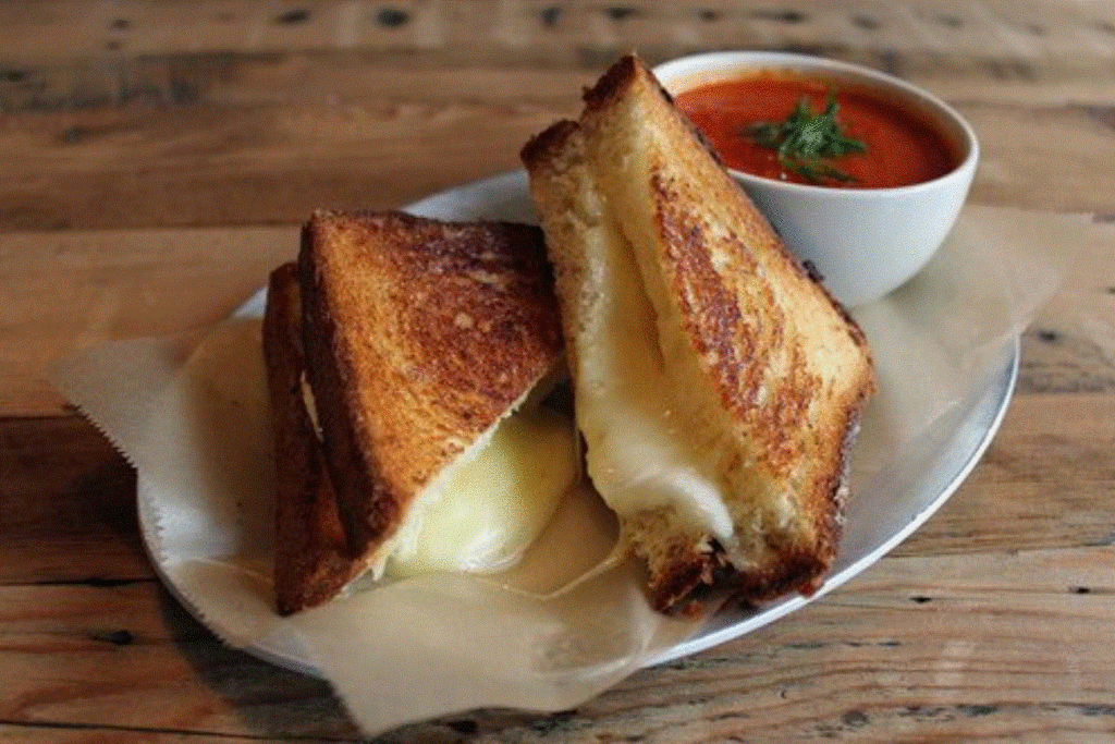 American style tomato soup with a fine grilled cheese sandwich.