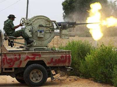 A "Transitional gun" mounted on a pickup truck in Lybia.
