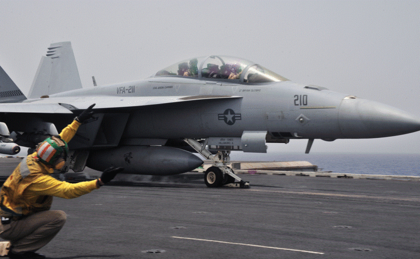 F/A-18 Hornet on carrier operations.