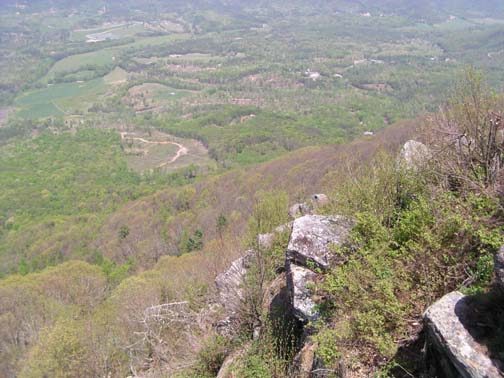 North West View  Jimmie Lee Robbins wrote:   ". . . looking out from the North West side of the Mountain.  This is typical of the land around the summit except for the side that has the Stone Wall.  "The South side is the only place that would need protection."