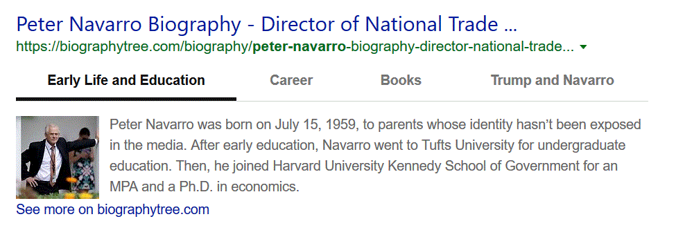 Peter Navarro was born on July 15, 1959, to parents whose identity hasn’t been exposed in the media. After early education, Navarro went to Tufts University for undergraduate education. Then, he joined Harvard University Kennedy School of Government for an MPA and a Ph.D. in economics.