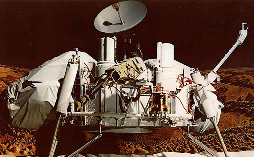 The Viking program consisted of a pair of American space probes sent to Mars, Viking 1 and Viking 2. Each spacecraft was composed of two main parts: an orbiter designed to photograph the surface of Mars from orbit, and a lander designed to study the planet from the surface. The orbiters also served as communication relays for the landers once they touched down.