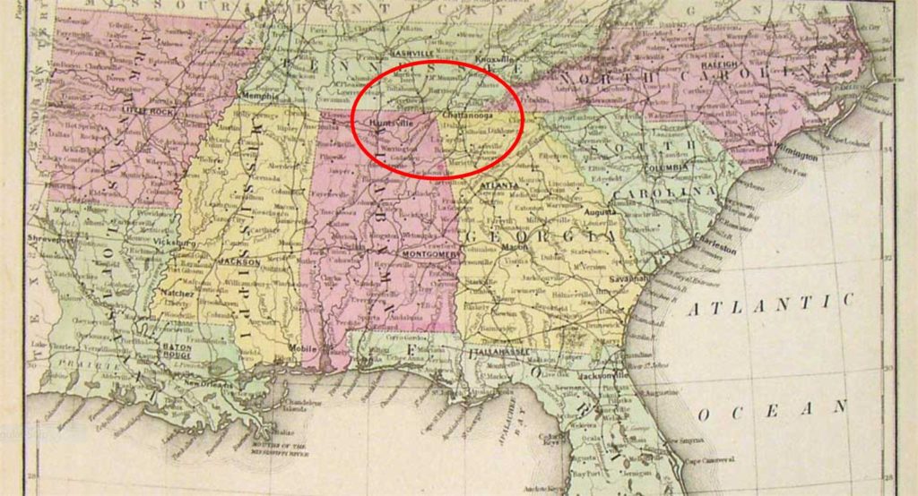 The Welsh of the Madoc expedition traveled inland up from Alabama, and the Mobile area. They settled initially in the Georgia//Tennessee/Kentucky area where they built stone forts. They warred with the local Indian tribe, the Cheyenne.