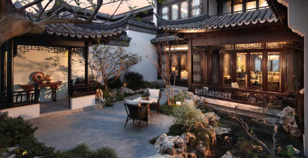 Chinese upper middle class house and lawn.