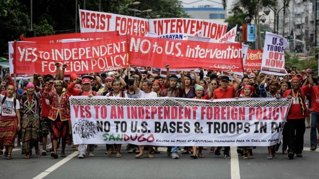 Demonstrations in the Philippines. Americans haven't a clue or idea that any of   this is going on. They only care what they are told to care about, at   that time. Nothing else.  
