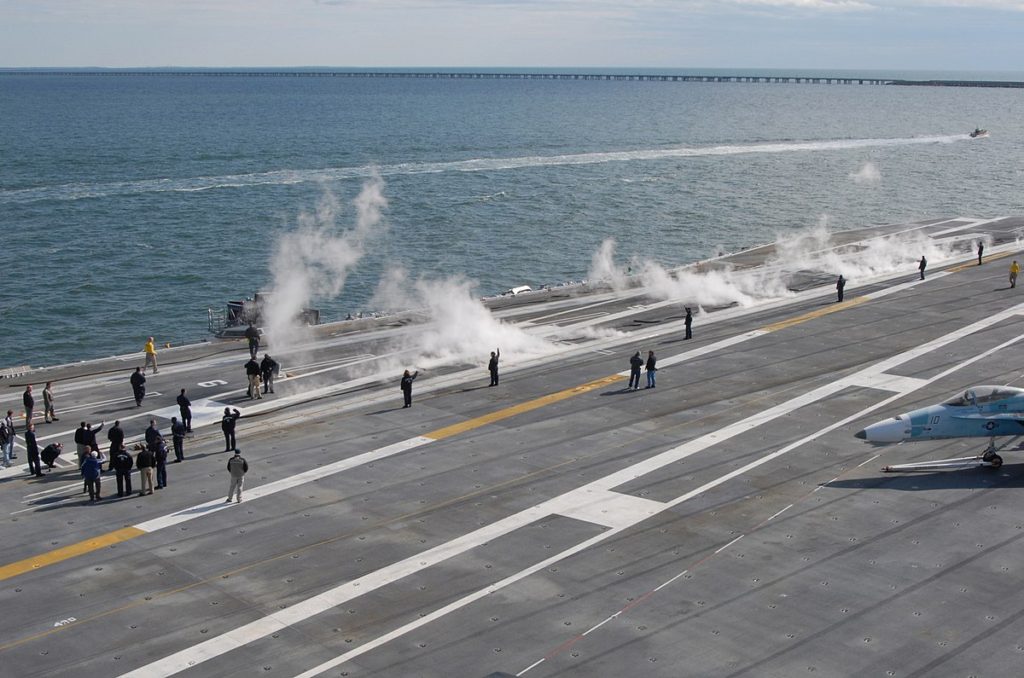 Catapult on an American aircraft carrier.