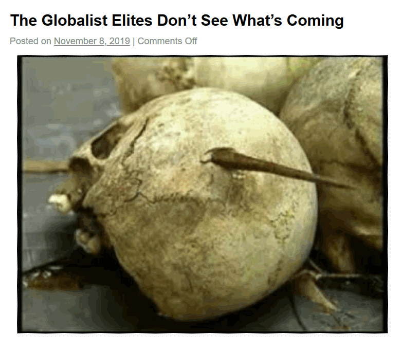 The Global Elites do not see what is coming. They believe that they can hide away in NZ or inside the bunkers far away from the areas of conflict and strife. Nope. That is not going to happen.