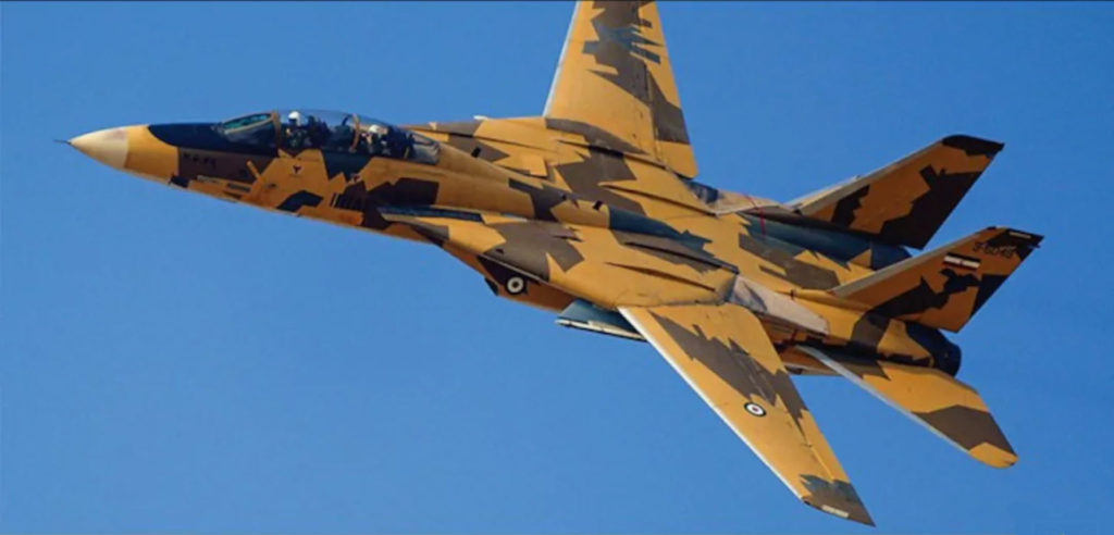 Iranian desert camouflage on a F-14 fighter.