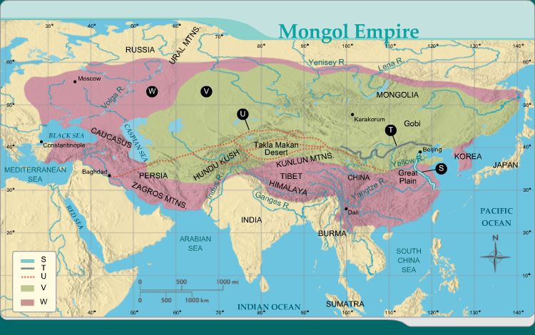 Map of the Empire of Genghis Khan.
