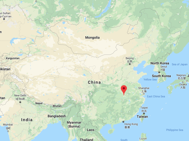 Map showing where Wuhan is located inside of China.