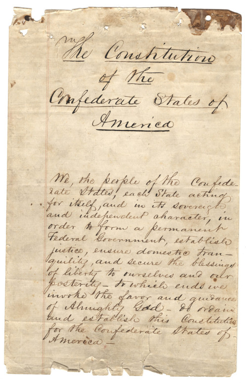 A first draft that remains of the Confederate Constitution.