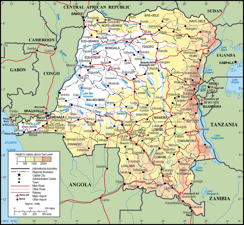 Map of the Democratic Republic of the Congo.