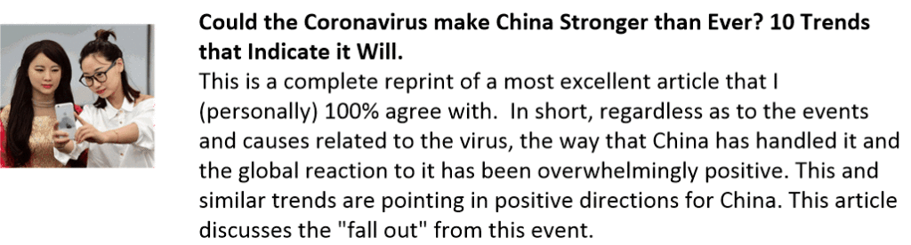 This is a reprint of an article that describes ten trends that will manifest after the 2020 CNY Wuhan virus outbreak.