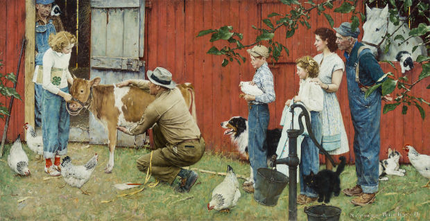 Farm life painted by Norman Rockwell.