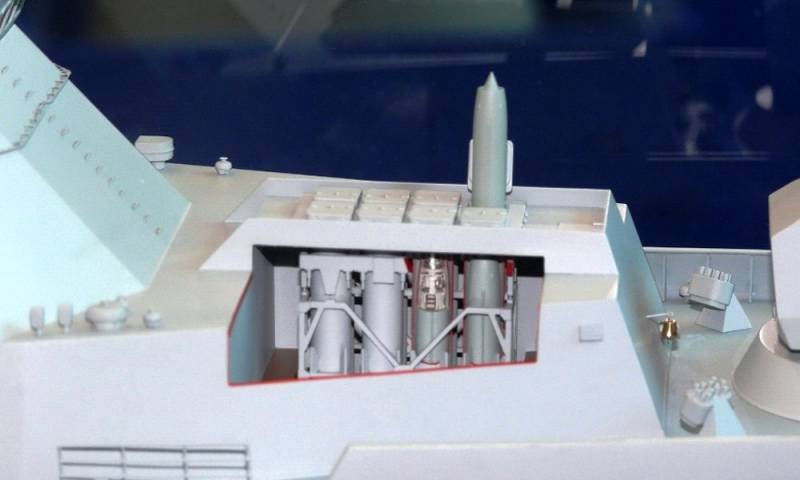 Cross section showing the anti-ship launch tubes.