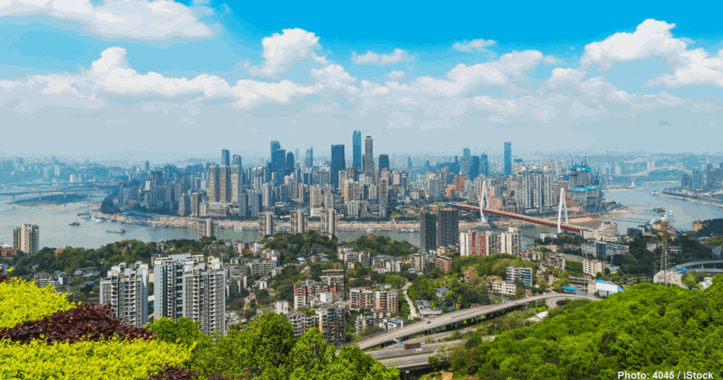 Chongqing is a small "working class" city in the heartland of China. It is a tier 3 city. It is famous for it's close proximity to the panda preserves.