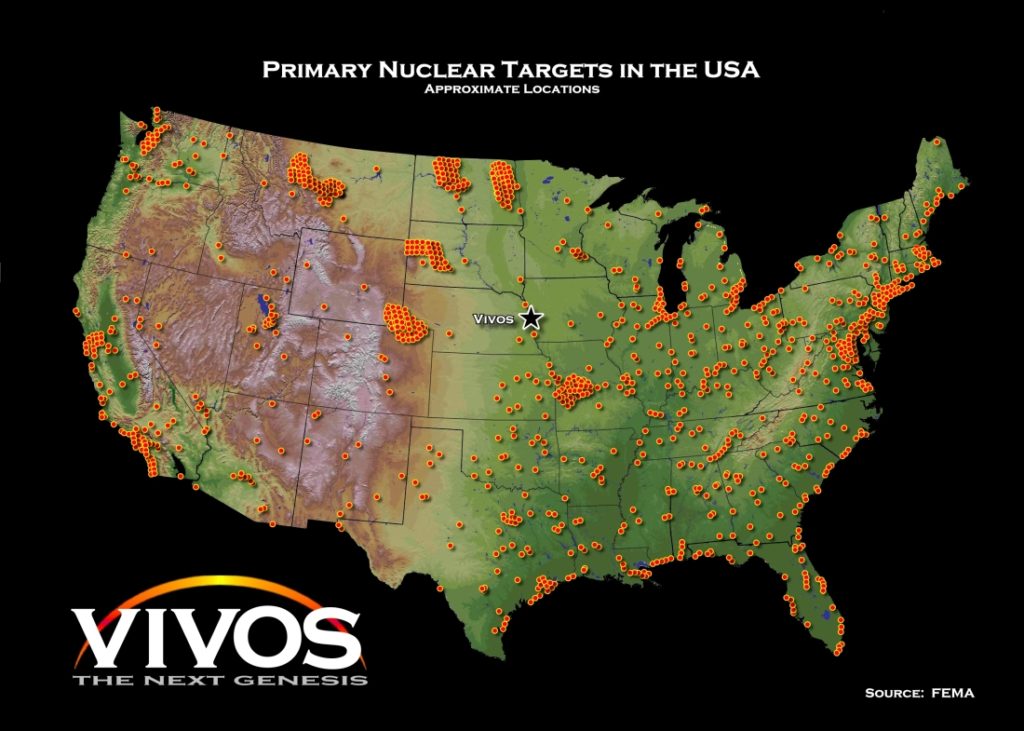 American nuclear warfare targets map.