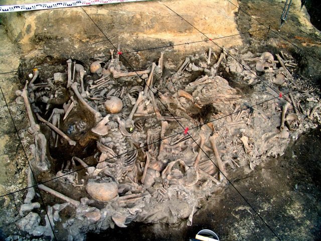 The remains of one entire family; three generations all slaughtered after torturing during the Mongolian invasion(s).