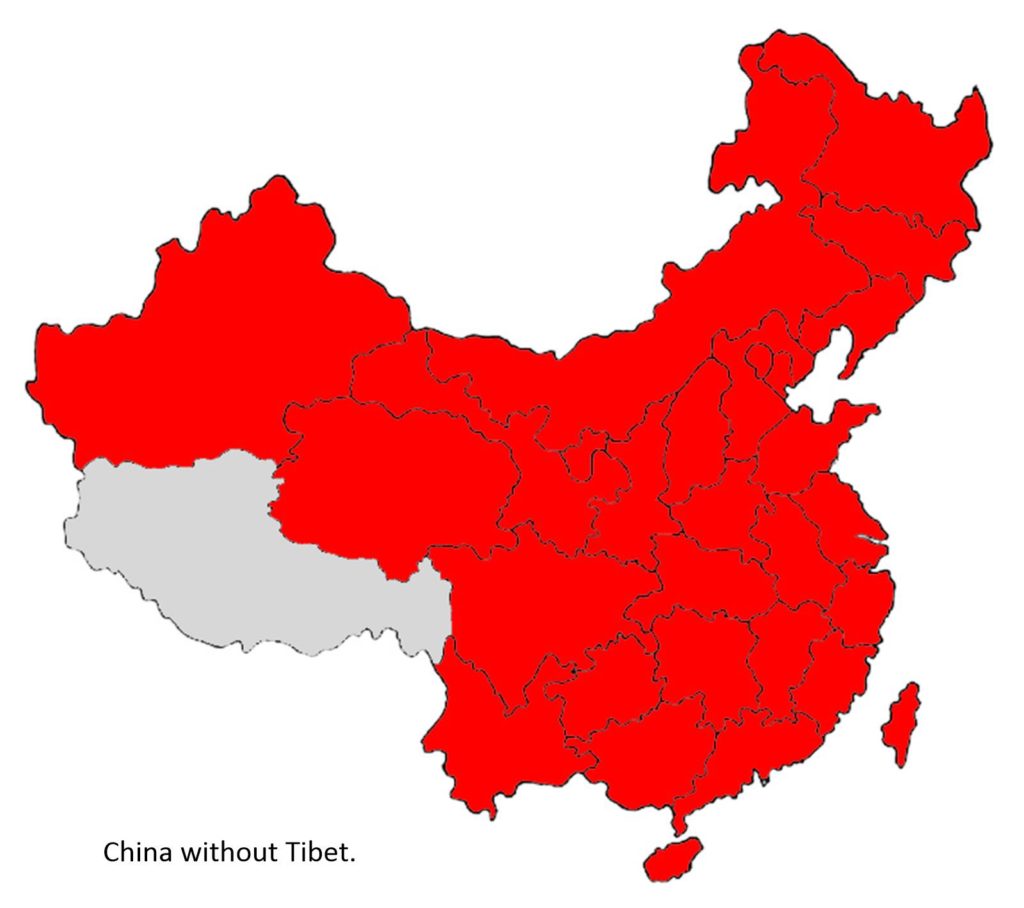 China without Tibet.