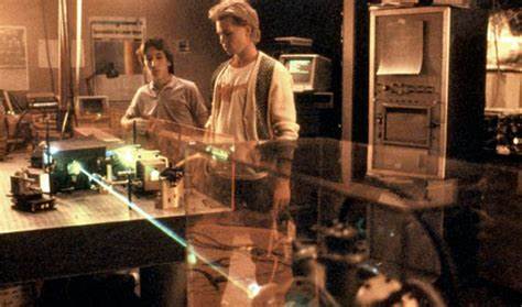 In this classic 1980's movie, our heroes get to play with lasers and other cool things like popcorn.